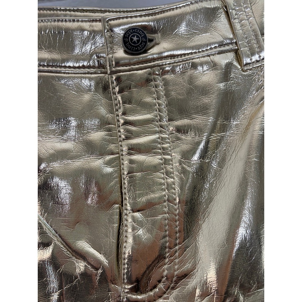 Cinq à Sept Francine Metallic Faux Leather Wide-Leg Pants Size 6 - Picture 3 of 5